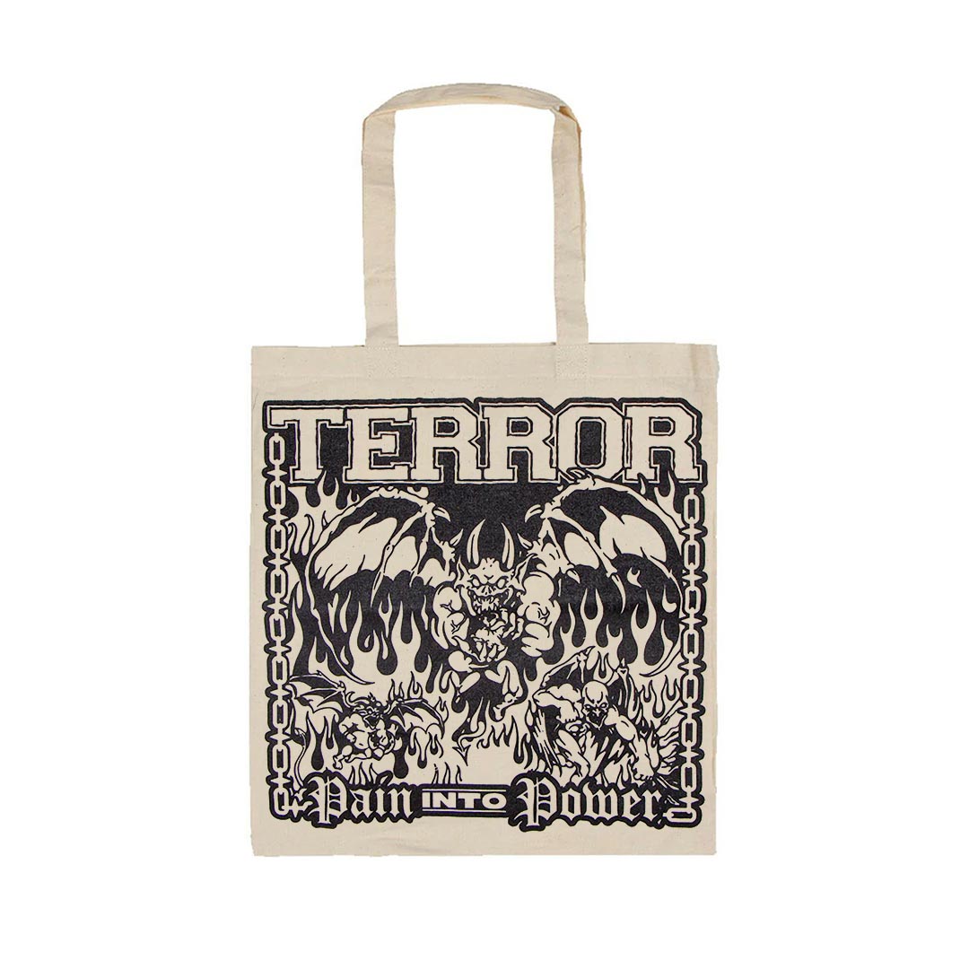 Terror - Pain Into Power Tote Cream Bag